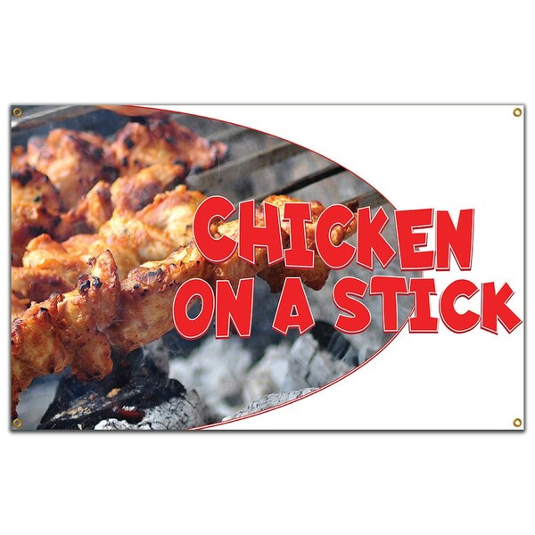 Chicken On A Stick Banner Concession Stand Food Truck Single Sided